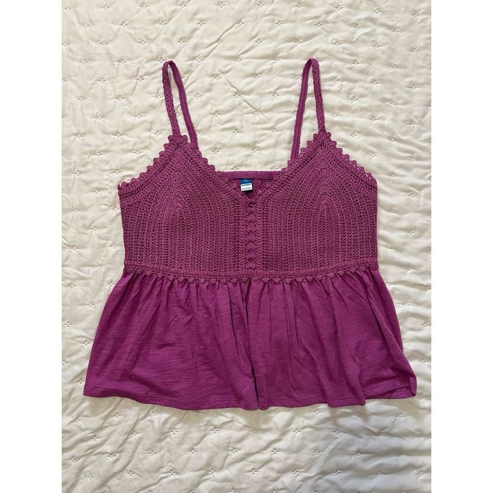 Old Navy Purple Crochet-Top Spaghetti Strap Tank